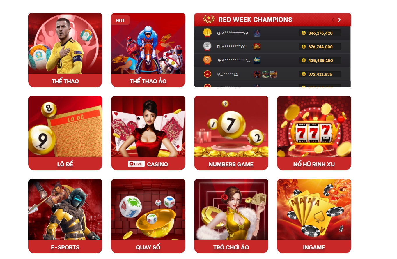 Red88 có nhiều trò chơi hấp dẫn