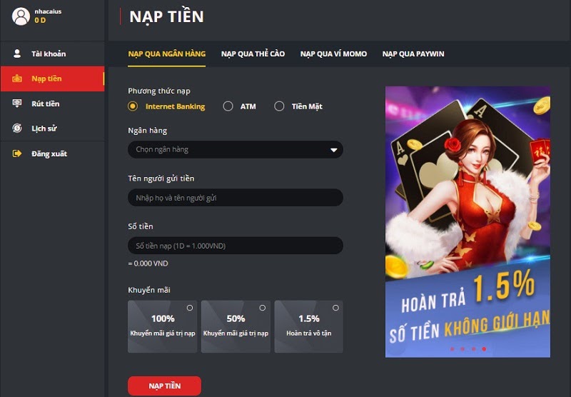 Hướng dẫn rút tiền tại nhà cái LD789