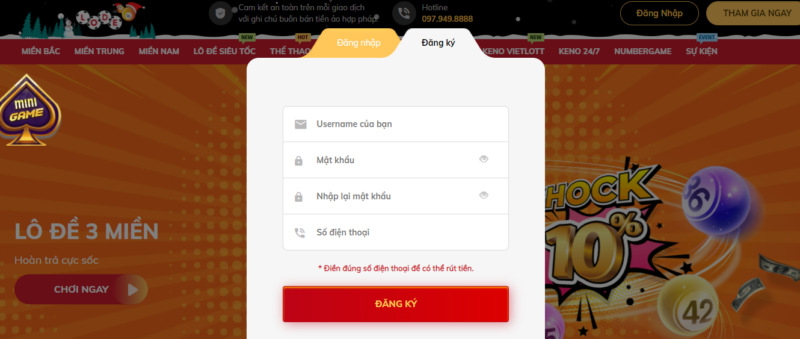Đăng ký tài khoản Lode88