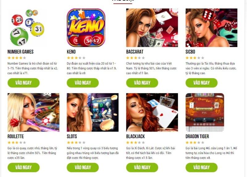 Nhà cái mang đến người chơi đa dạng game khác nhau