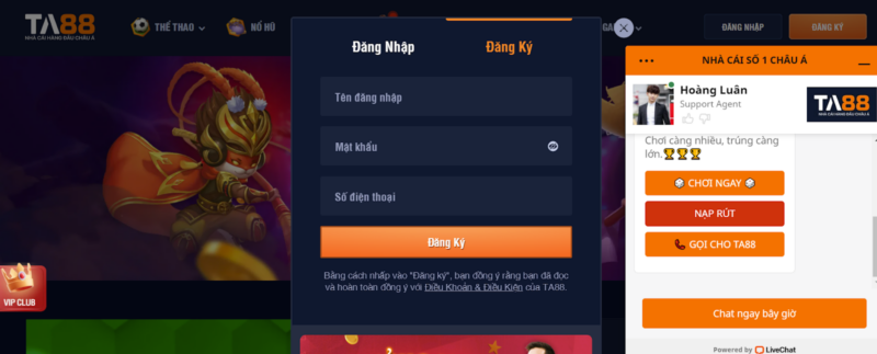 Chọn mục đăng ký tài khoản