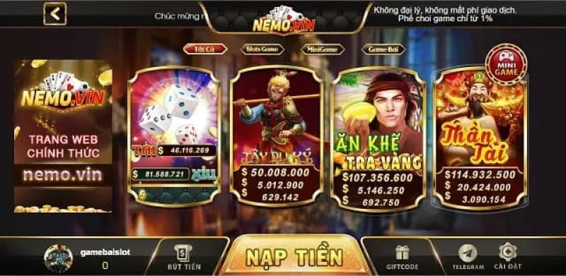 Nemo Vin Tổng hợp game bài được tổ chức tại nhà cái
