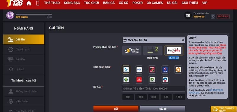 Hướng dẫn nạp tiền