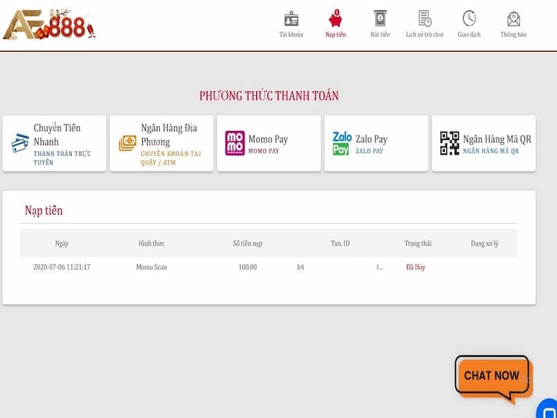 Hướng dẫn nạp tiền tại nhà cái Ae888