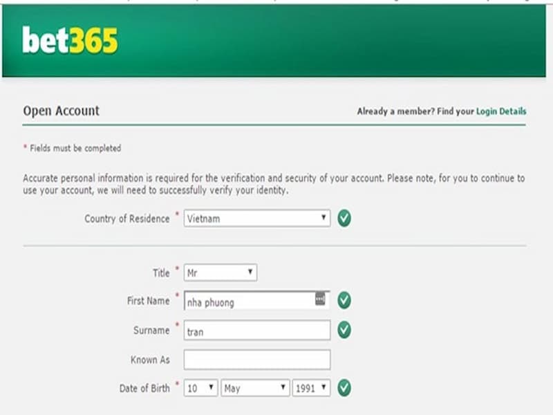 Hướng dẫn đăng ký bet365